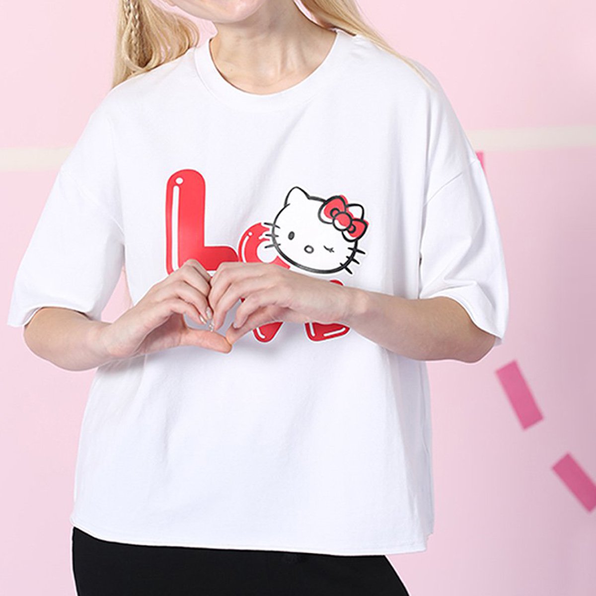 直筒宽松女款圆领弹力溜肩短袖t恤字母印花