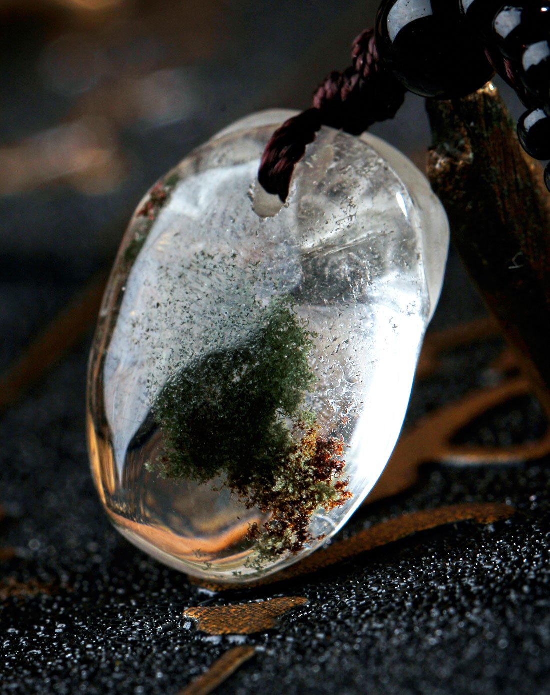 天然原矿绿幽灵水晶吊坠项链az-417