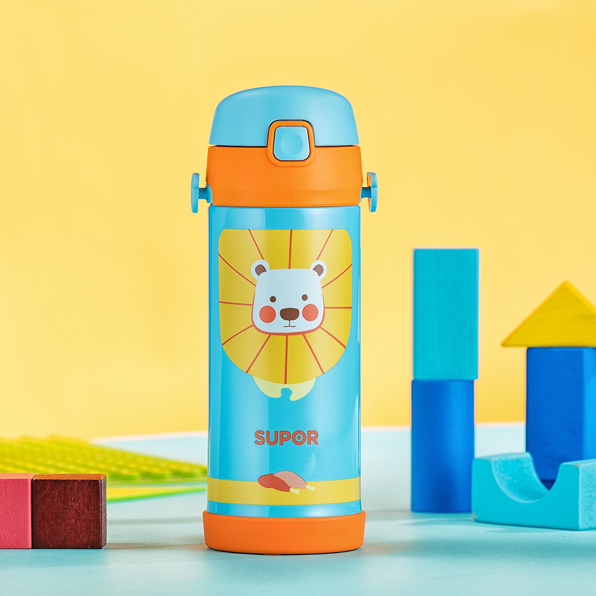 supor/苏泊尔 kc37cd保温杯儿童保温杯 带吸管卡通水杯可爱宝宝便携