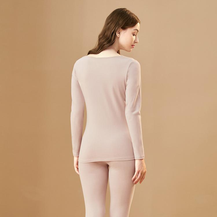 芬腾 【亲肤柔感棉】秋冬性感蕾丝V领女士保暖套装内衣打底秋衣秋裤