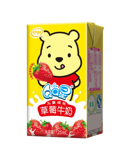 伊利 qq星儿童成长草莓牛奶125ml*16盒/箱