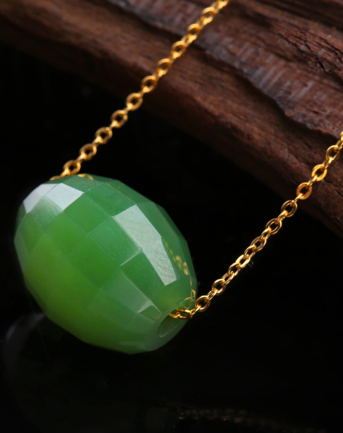 玉之锦和田玉碧玉"八面玲珑"吊坠项链玉挂件