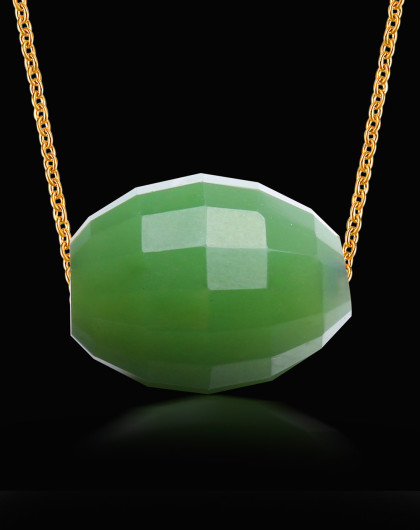 玉之锦和田玉碧玉"八面玲珑"吊坠项链玉挂件