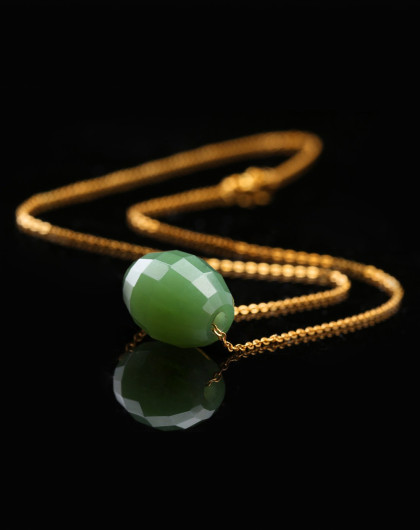 玉之锦和田玉碧玉"八面玲珑"吊坠项链玉挂件