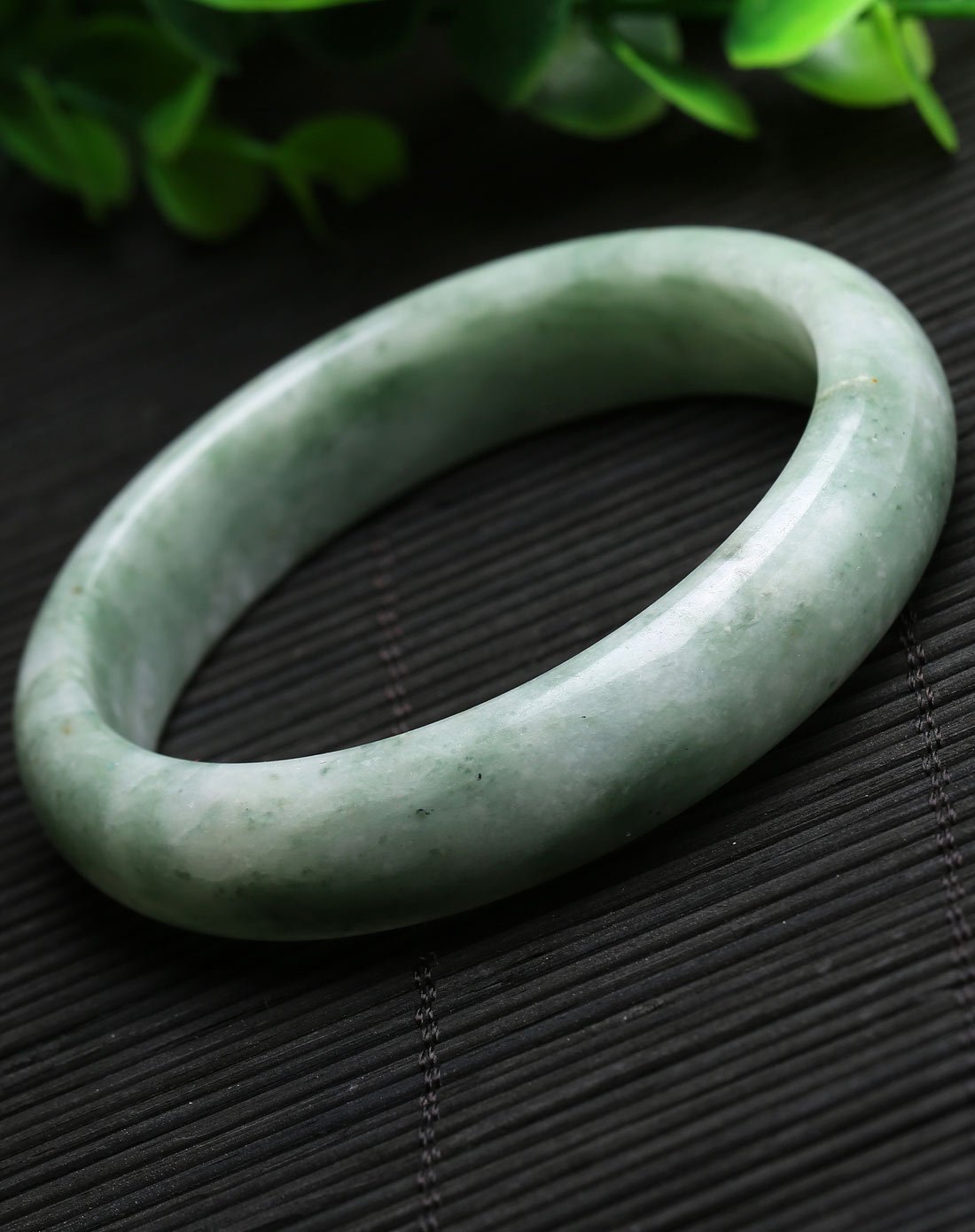 玉之锦天然贵州翠"必遇贵人"豆种圆镯玉手镯中号m送亲人送女友