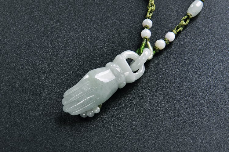 玉之锦天然a货翡翠一生相守吉祥如意佛手玉器挂件吊坠项链