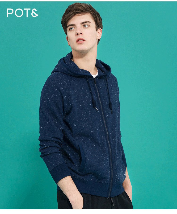 反季特惠-拉夏贝尔旗下男装混合专场 棉卫衣全棉点纱带帽卫衣 适用