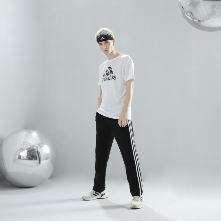 Adidas Originals 运动t恤夏季新款透气亲肤男女运动健身体恤短袖 In White