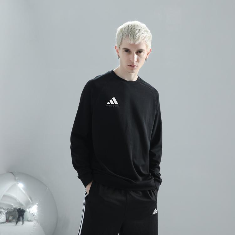 Adidas Originals 男士运动卫衣秋冬新款休闲情侣款圆领卫衣女武搏卫衣 In Black