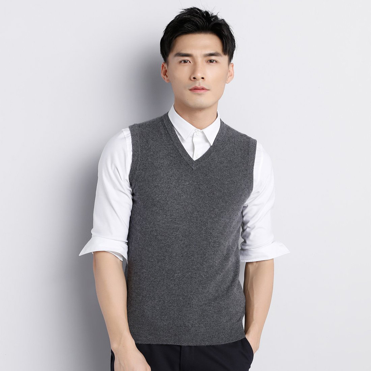 鄂尔多斯erdos羊绒男士专场 鄂尔多斯erdos 100%山羊绒v领男式背心