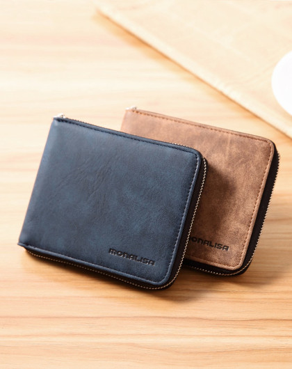 蒙娜丽莎优雅男士商务钱包钱夹复古潮流零钱包男包