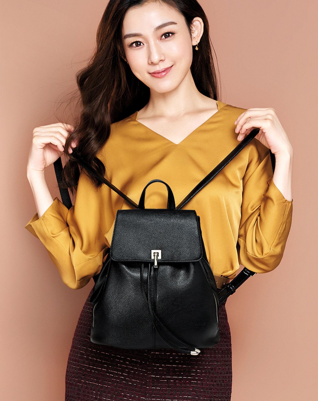 明星同款-蒙娜丽莎monalisa范玮琪同款双肩包女休闲百搭学院风背包