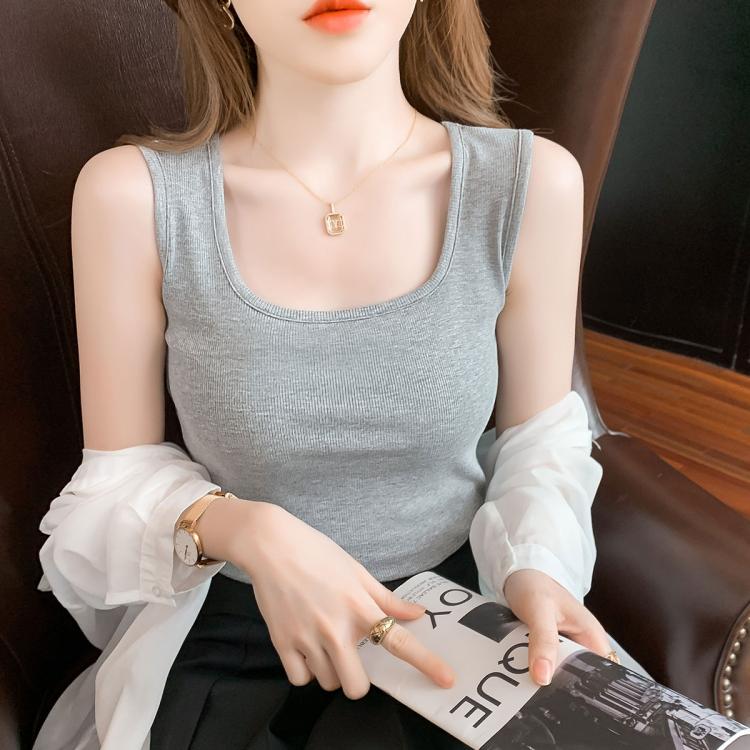 真维斯 【打底外穿】薄款背心显瘦百搭女式背心修身气质无袖T恤上衣女