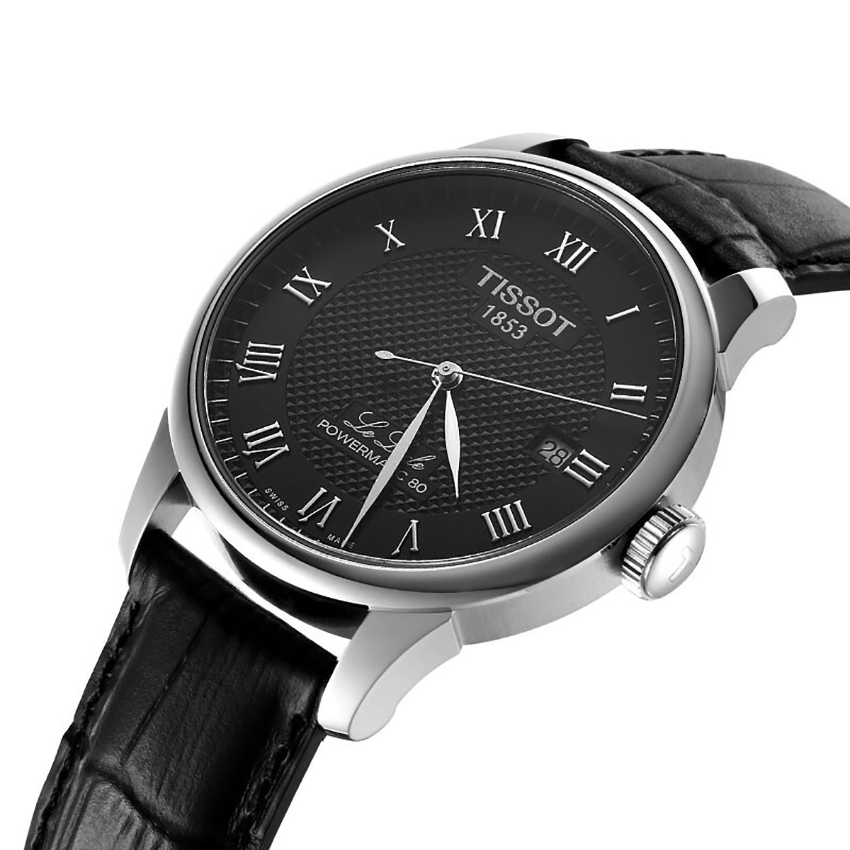 天梭tissot力洛克系列日历窗格皮带80机芯自动机械男表