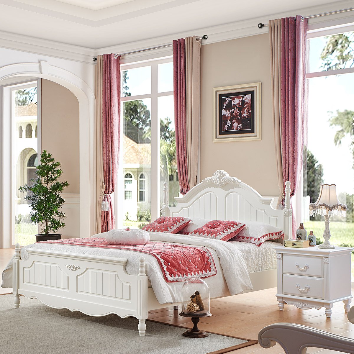 韩式田园风格公主床1.5米实木双人床1.8米简约床