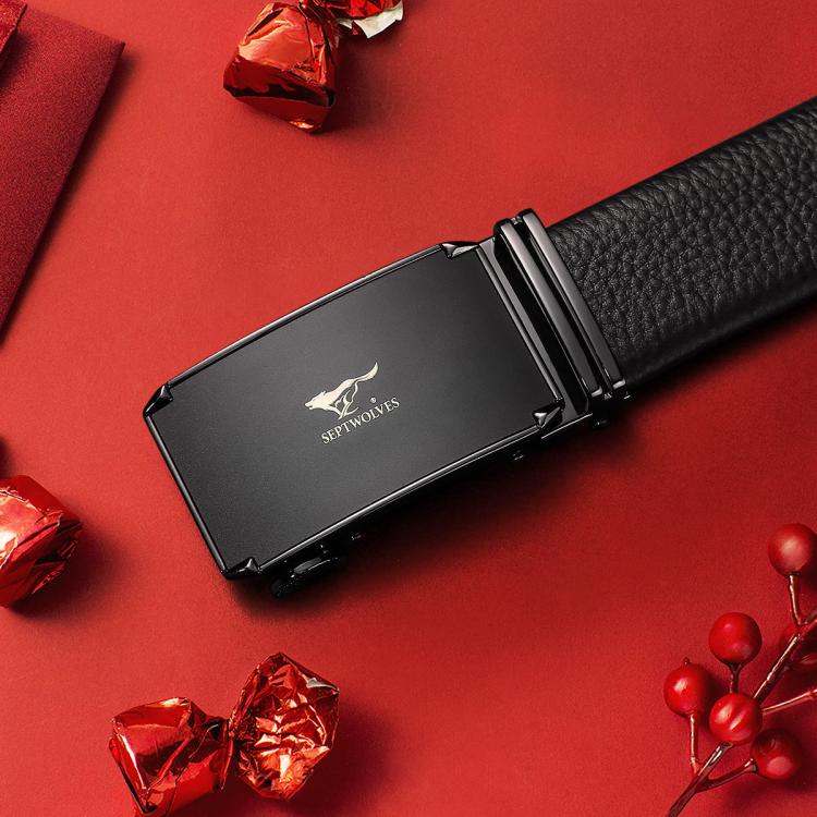 七匹狼 爆款双面头层牛皮腰带男士皮带真皮自动扣裤带礼盒节日送男友老公