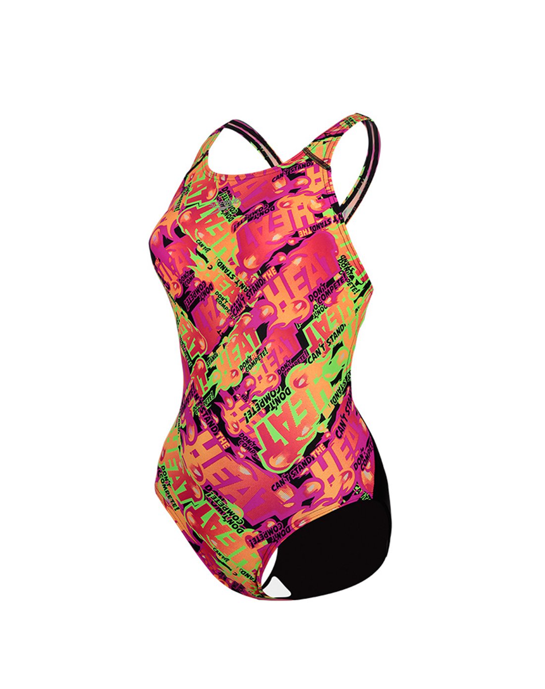 speedo速比涛 热带元素 女士连体三角泳衣 专业比赛款泳装