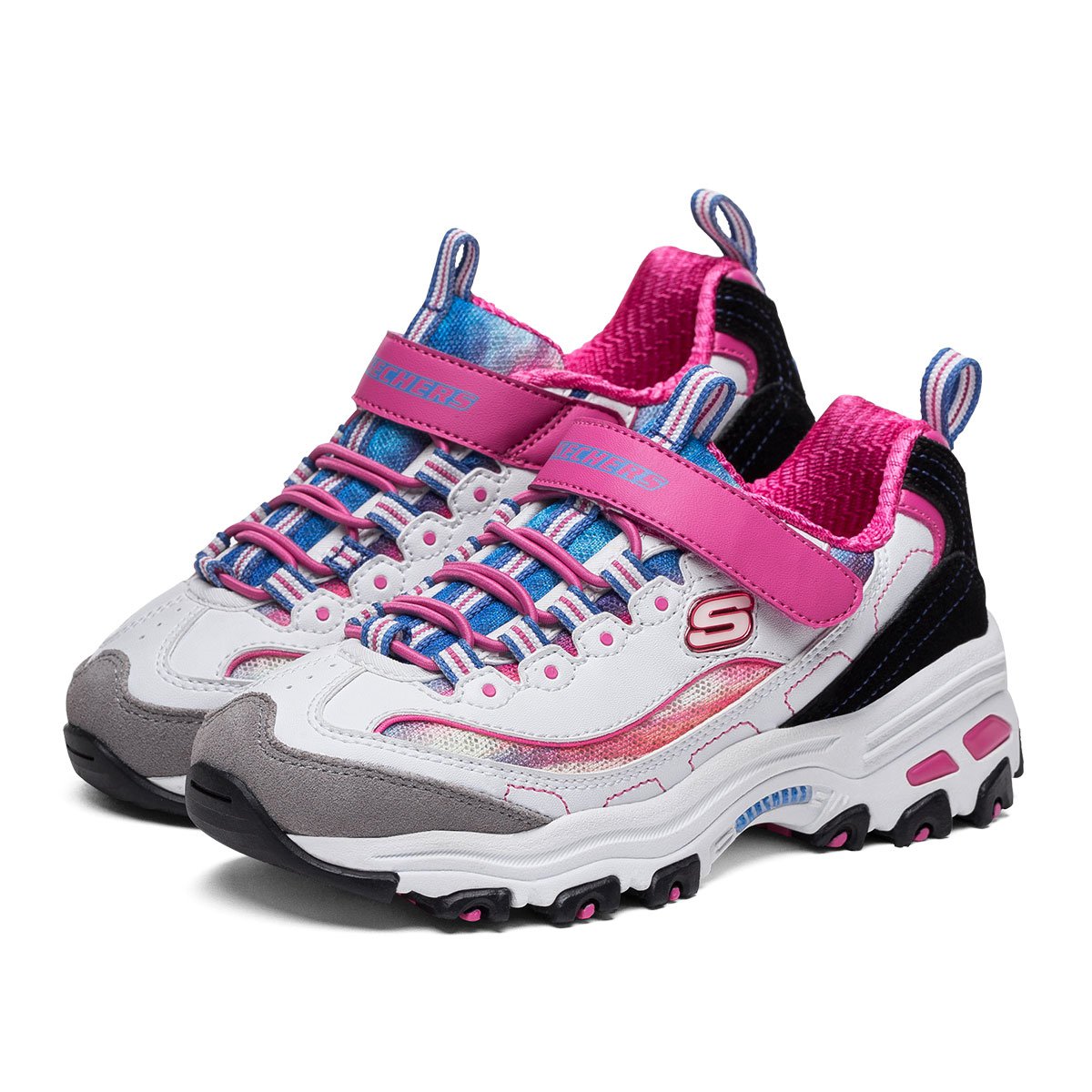 斯凯奇skechers skechers童鞋 中大童魔术贴运动鞋粉边时尚熊猫鞋女