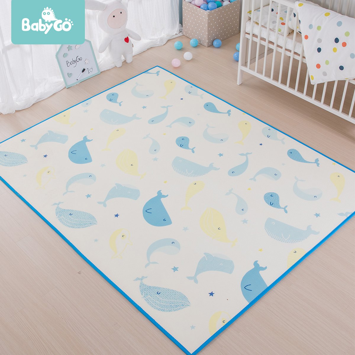 babygo【赠儿童防走失手环】婴幼儿加厚xpe游戏垫双面爬行垫160*200*