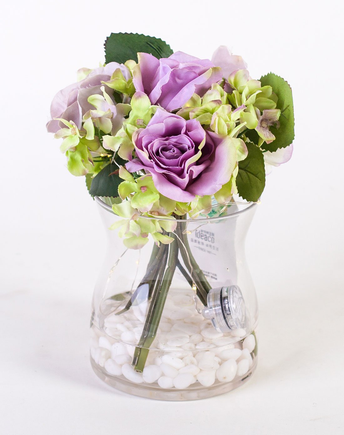正想家居 玫瑰绣球花束玻璃花瓶套装 假花仿真花装饰花插花摆设