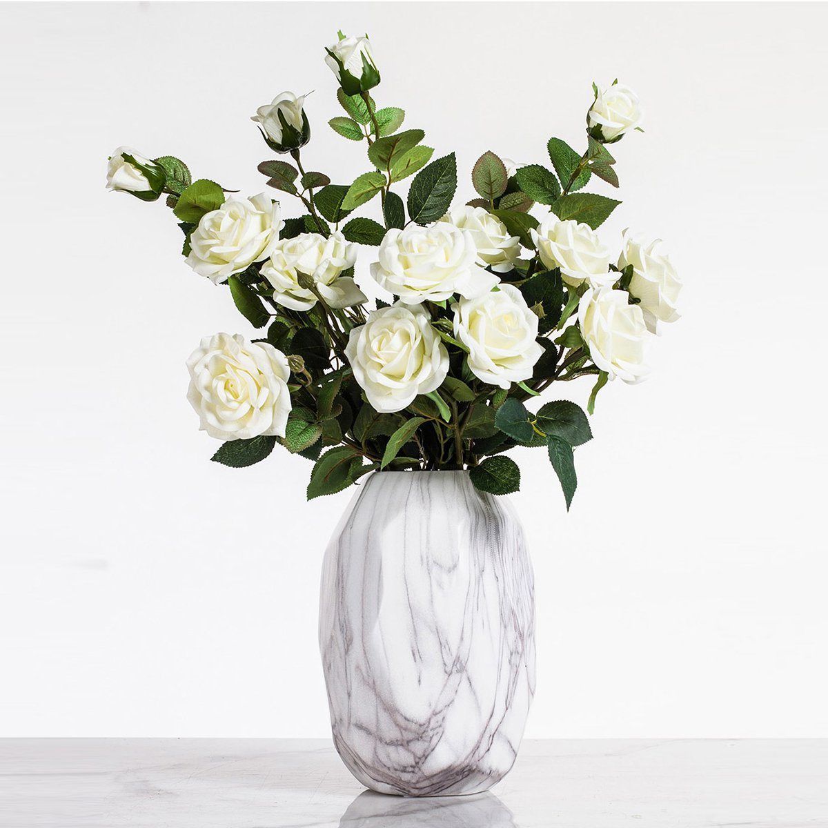 北欧大理石纹陶瓷插花花瓶 客厅干花器现代简约家居装饰品摆件