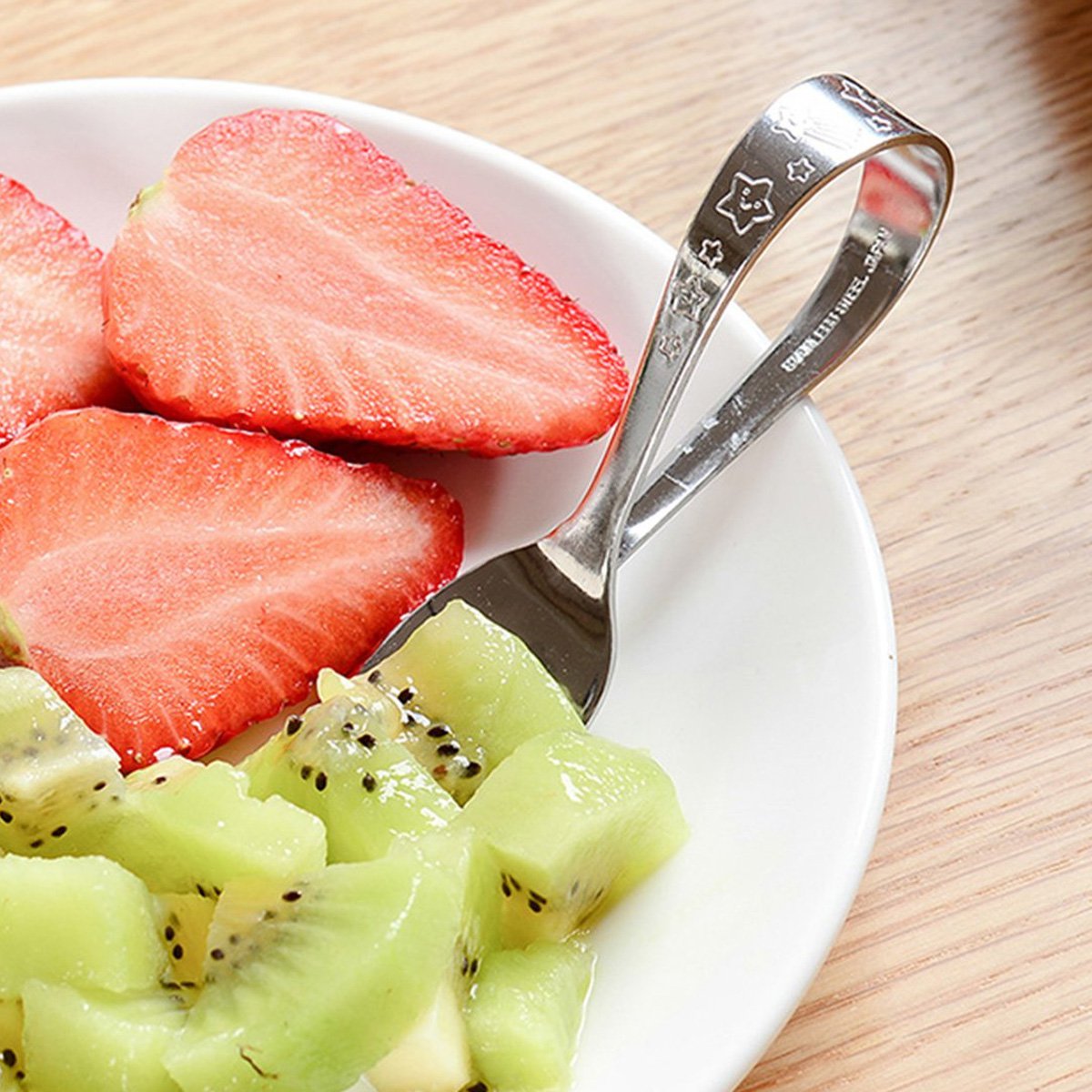 日本进口儿童学吃饭不锈钢叉子