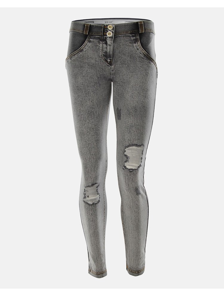 意大利freddy低腰牛仔版破洞深蓝黑线黄线蜜桃臀裤提臀裤