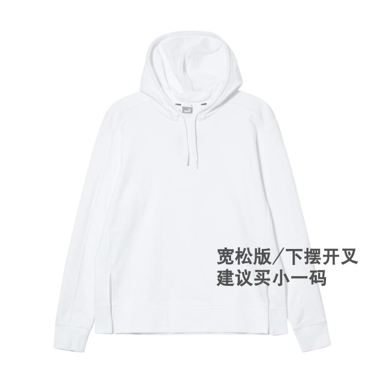 Puma 彪马 秋季上衣女子复古刺绣logo休闲运动连帽套头卫衣 In White