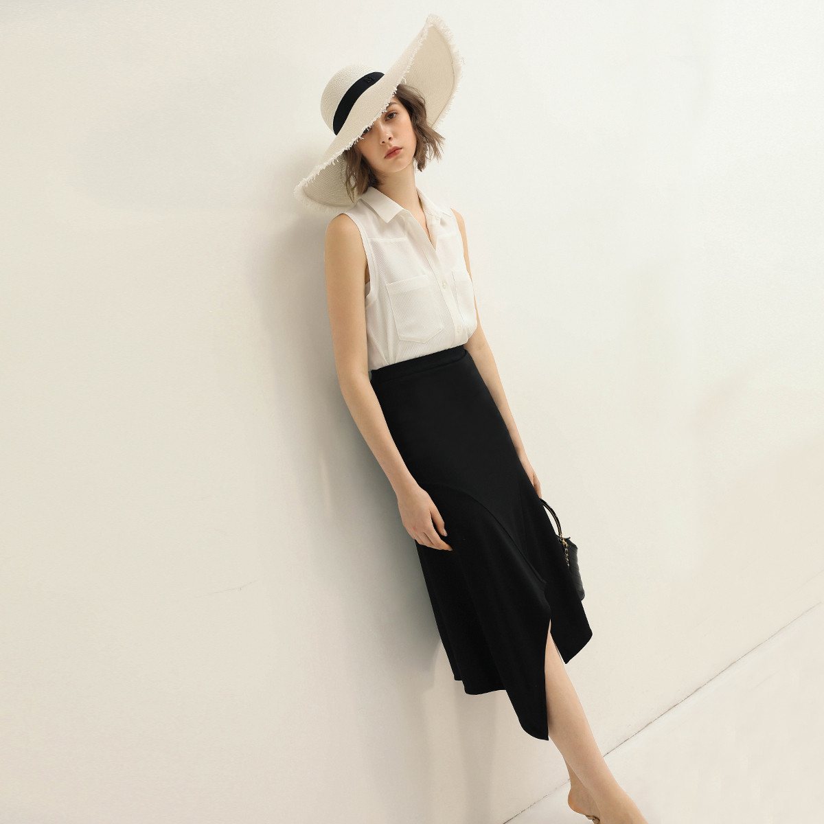 赫本风小黑裙不规则半身裙女早春高腰鱼尾裙ds1072