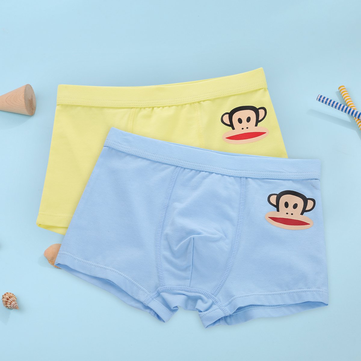 (两条装)大嘴猴儿童内裤 男童棉质小男孩短裤衩平角裤宝宝中大童幼儿