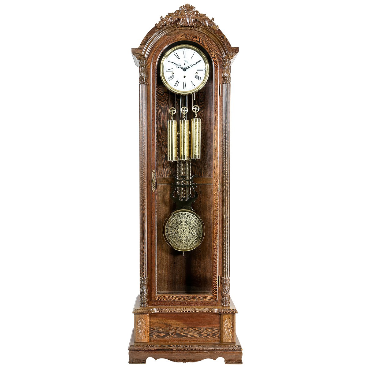 北极星polaris落地钟客厅创意报时钟欧式实木鸡翅木原装德国进口机芯