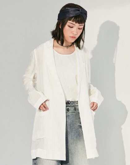 initial女款条纹透视西装外套