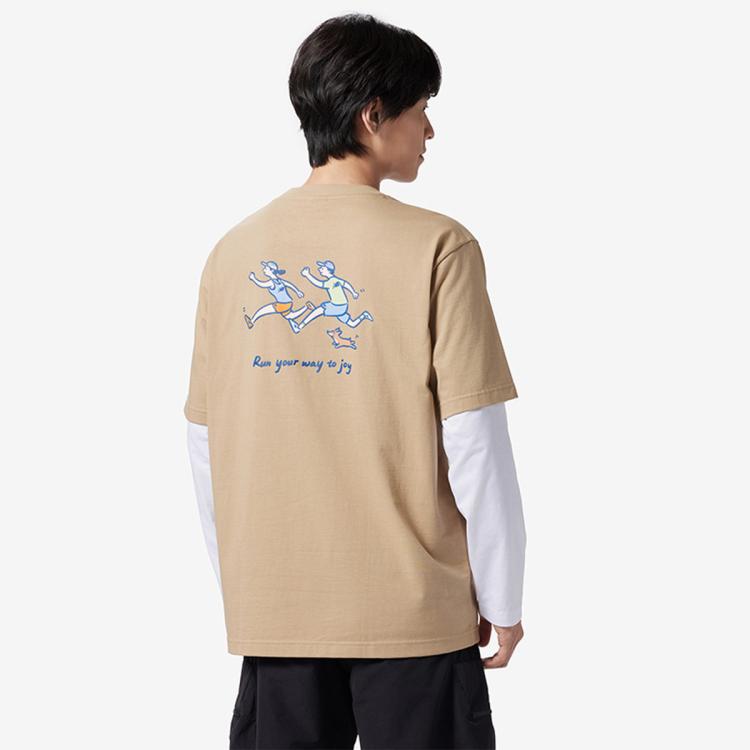 New Balance 【向心生活】nb官方夏男女情侣休闲短袖t恤nee26121 In Brown