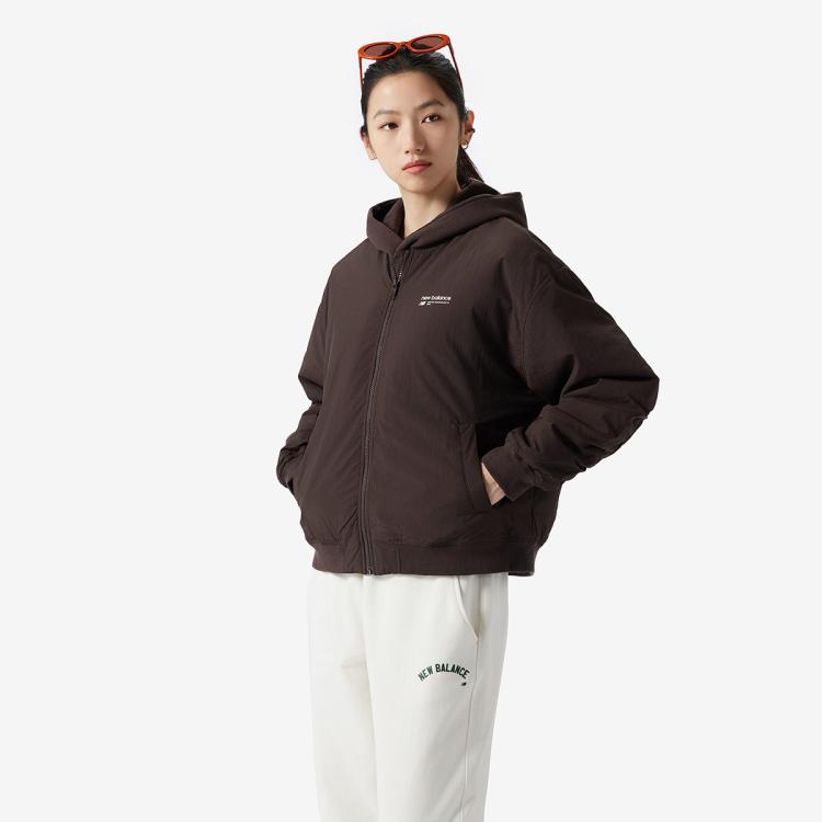 New Balance Nb官方正品女款纯色棒球领运动飞行夹克棉服wj33507 In Black