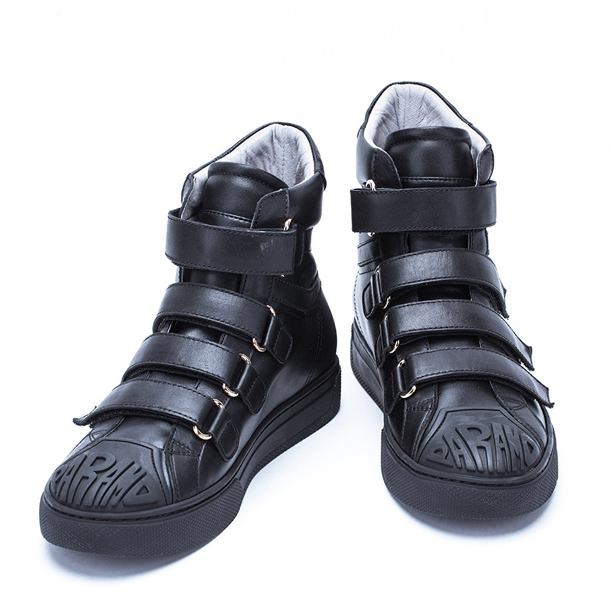 帕拉莫theparamo 秋季中高帮魔术贴青春潮流青年男士休闲鞋 黑色 42