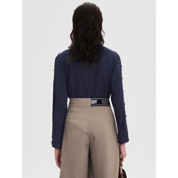 DKNY 【珍珠扣装饰】唐可娜儿气质简约法式弹力女式衬衫