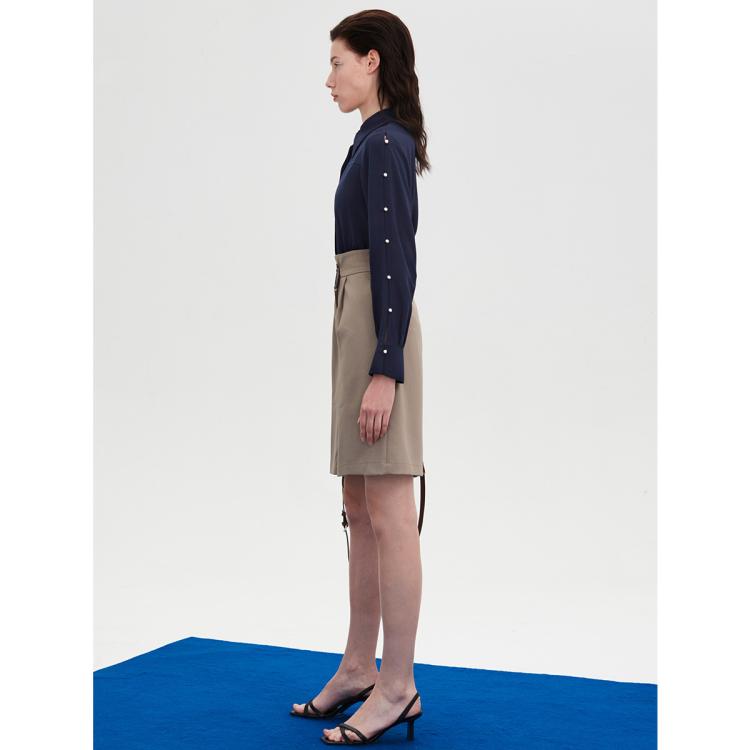 DKNY 【珍珠扣装饰】唐可娜儿气质简约法式弹力女式衬衫