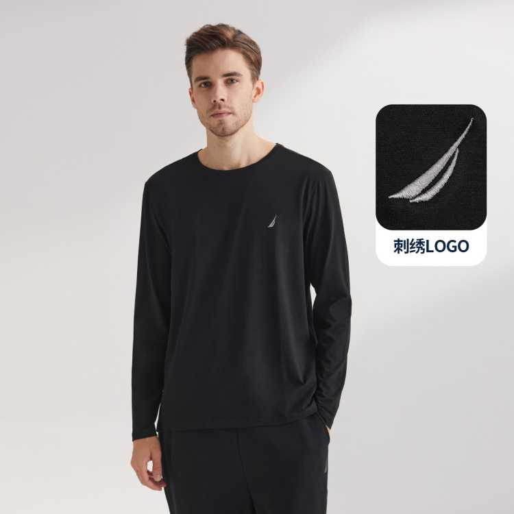 诺帝卡NAUTICA Nautica Underwear男士圆领棉质长袖家居上衣 83元