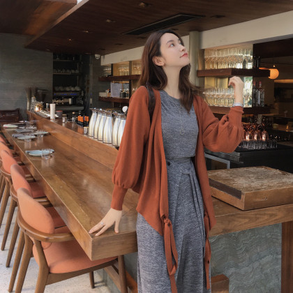 张大奕jupe vendue女装专场 张大奕系针织开衫女2019新款v领宽松灯笼