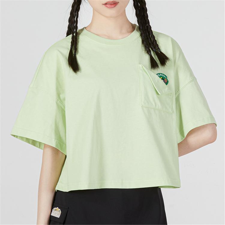Puma 夏季款圆领短袖女装上衣运动休闲舒适短款时尚女式t恤 In Green