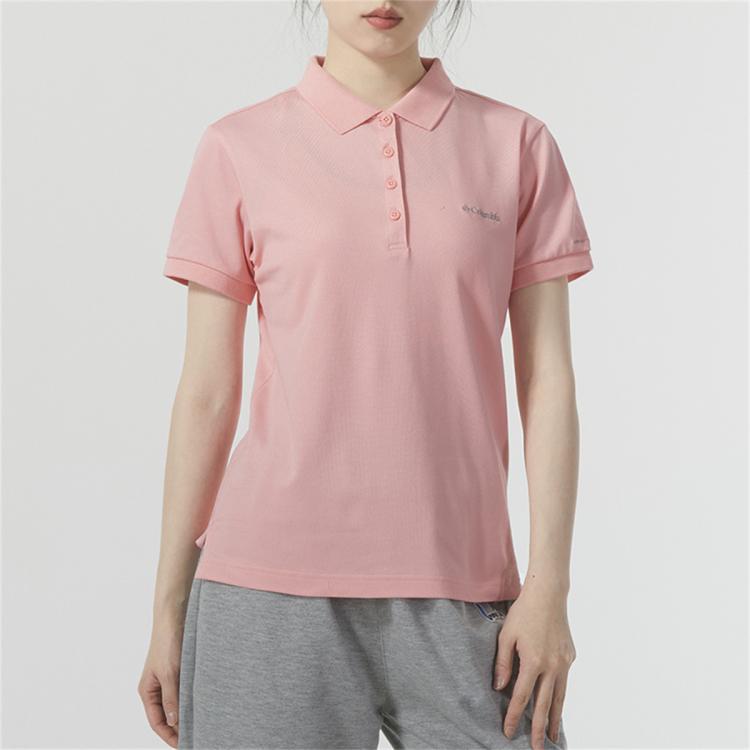 Columbia 户外翻领短袖女装上衣透气舒日常运动休闲t恤polo衫 In Pink