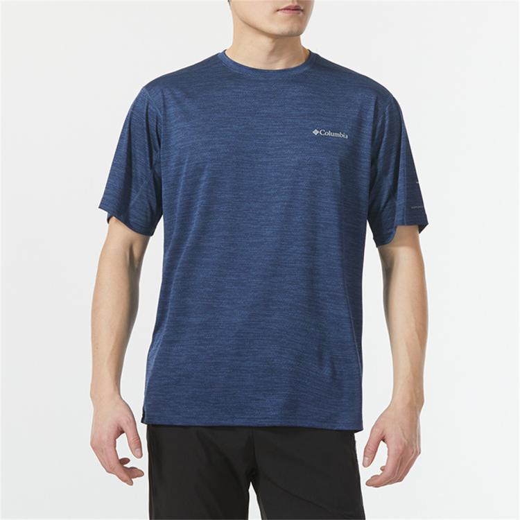 Columbia 男装上衣圆领短袖透气舒适时尚潮流跑步健身日常运动t恤 In Blue