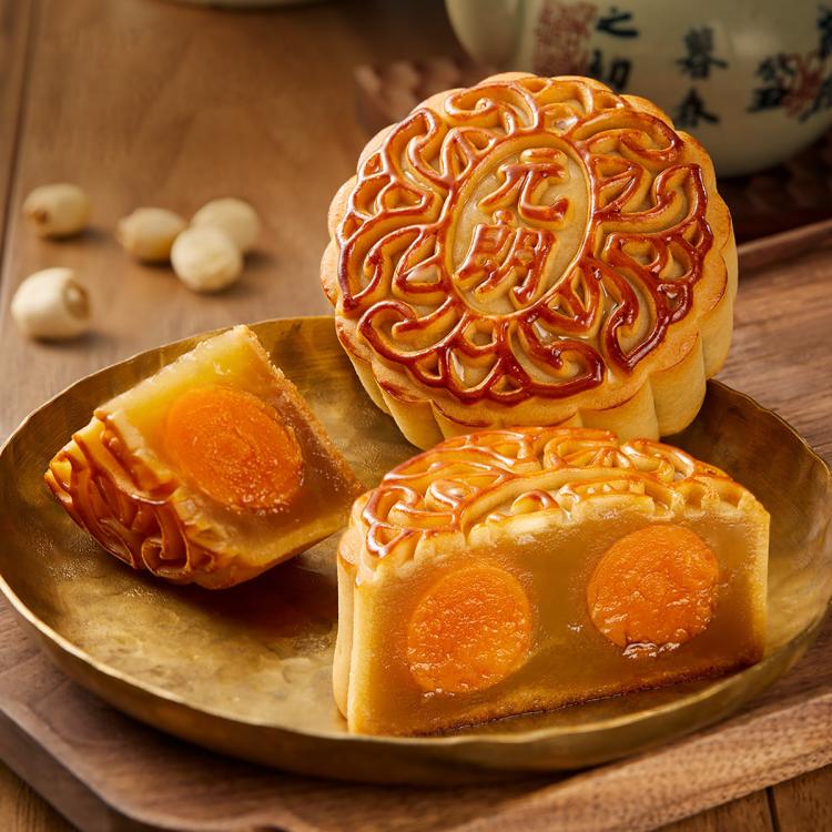 元朗 元朗双黄蛋黄纯莲蓉月饼手工广式中秋节月饼散装150gX2