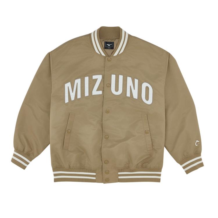 Mizuno 24年新款防刮防水男女款运动外套复古棒球服essential In Brown