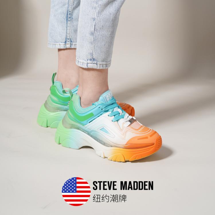Steve Madden 思美登春夏季女鞋增高透气舒适厚底休闲运动老爹鞋vacancy In Multi