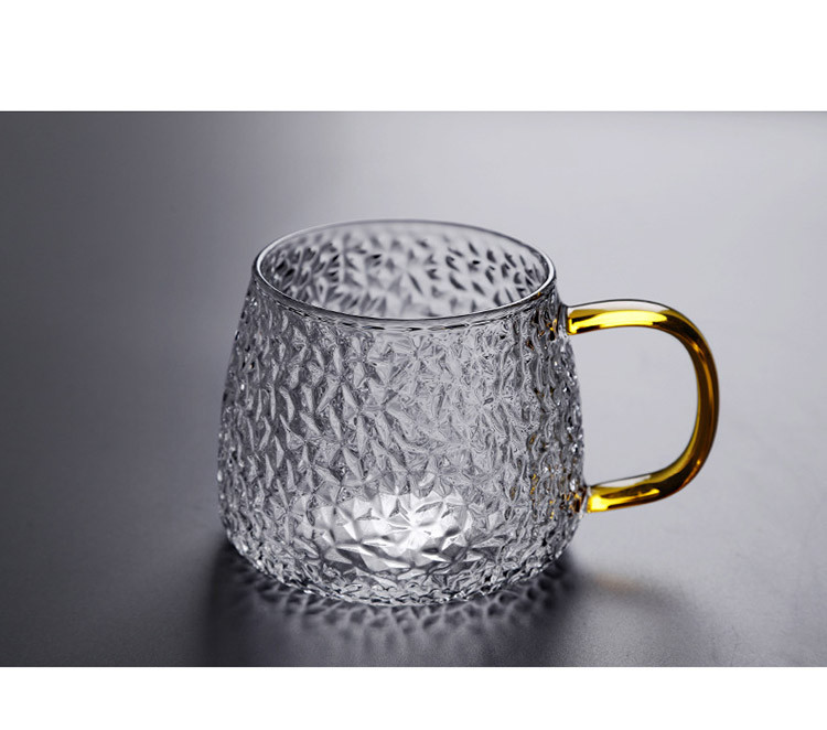 锤纹杯带把玻璃杯手柄透明ins风北欧水杯家用带把手简约杯子