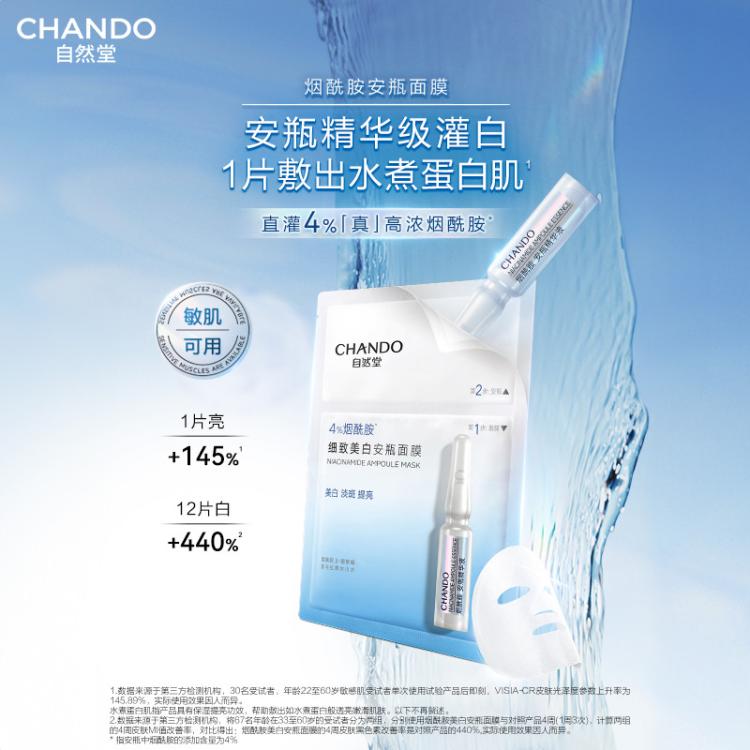 自然堂 【直播惊喜】美白特证烟酰胺安瓶粉琉璃娇颜面膜20片淡斑提亮