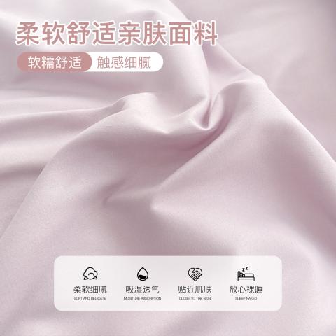 洁丽雅 简约纯色双拼磨毛四件套床上用品家用被套床单学生宿舍单人三件套 图片 2