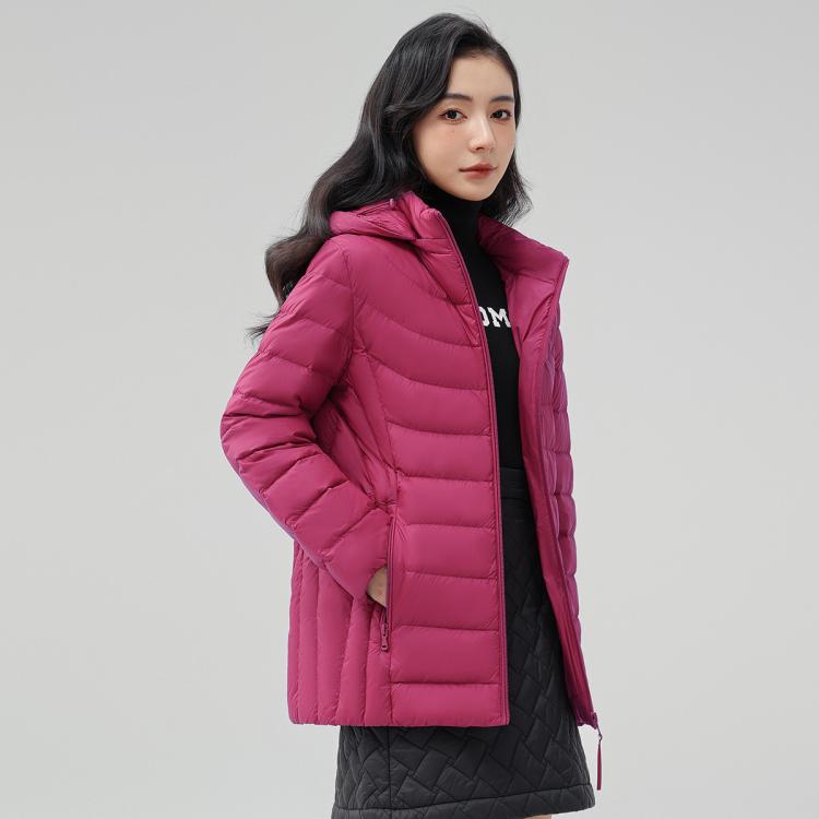 鸭鸭 春秋保暖轻薄连帽羽绒服女百搭休闲舒适短款女式羽绒服