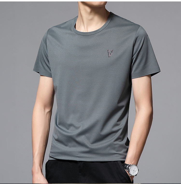 【网眼空调衫】夏季男式运动短t圆领弹力透气冰爽男士t恤短袖